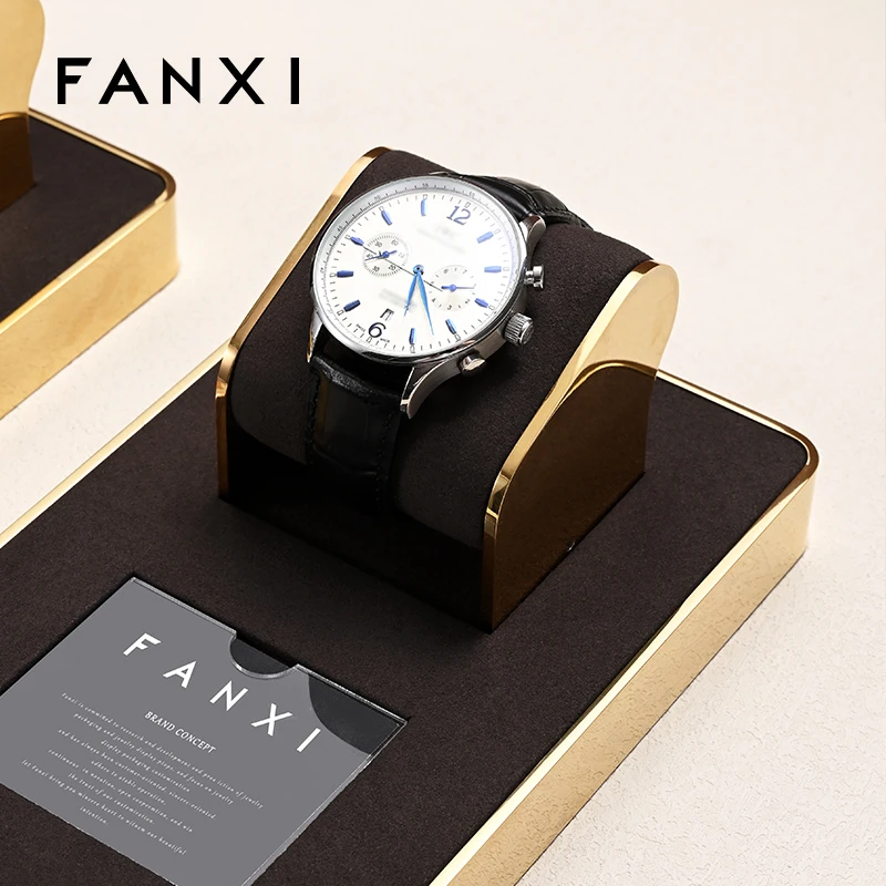 Coffee colored microfiber metal high-end watch display rack, watch cabinet, window display, watch display props