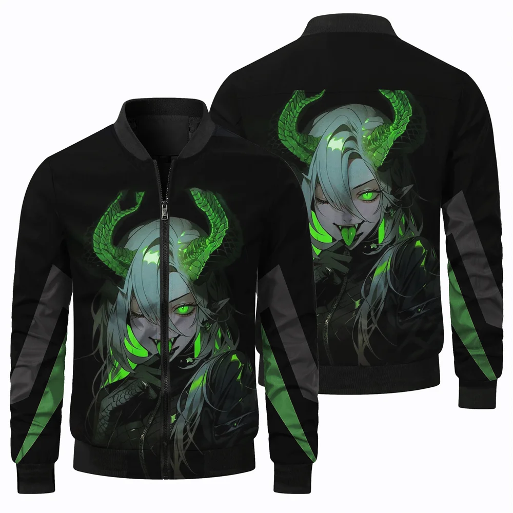 Chaqueta de vuelo para hombre nueva de 2024 con estampado de personajes de dibujos animados en 3D, abrigo para hombre, deportes al aire libre, ciclismo, moda superior, cortavientos informal para hombr