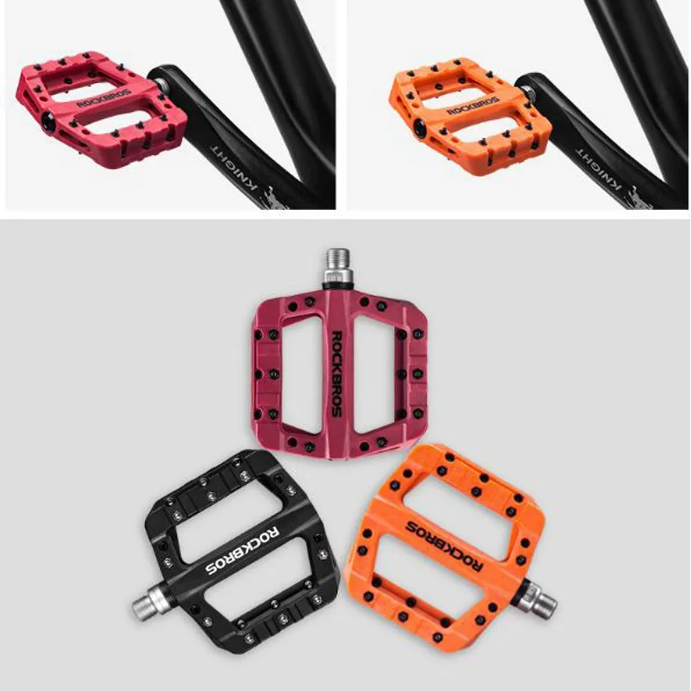 

ROCKBROS Mountain Bicycle Bike Pedals Nylon Bearing Pedals 9/16" Molybdenum Stee Ultralight Durable Widen Area MTB Pedals