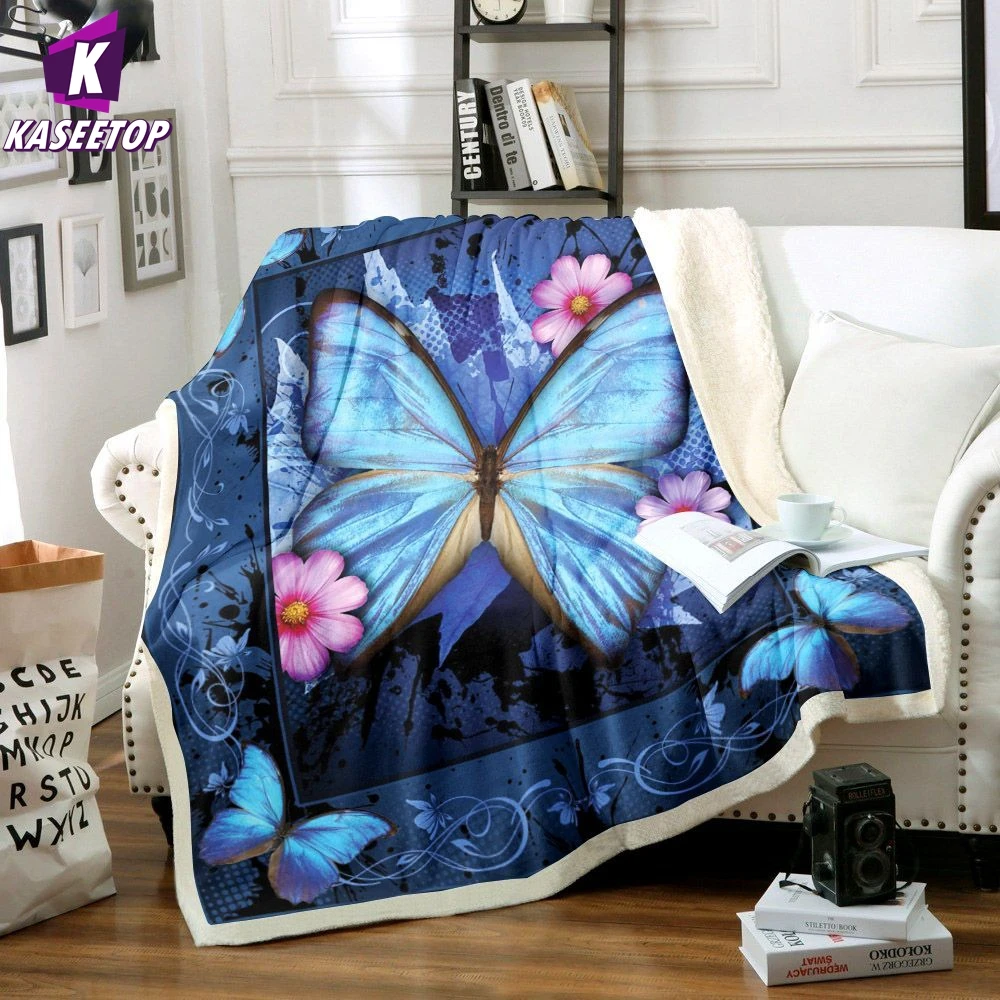 Butterfly Fleece Flannel Throw Blankets for Couch Bed Sofa Car Cozy Soft Blanket Queen King Full Size Kid Women Adult |