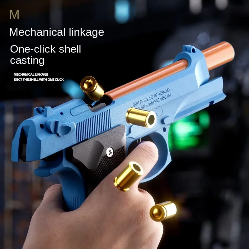 toy guns M92 Pistol Shell Throwing Continuous Firing Blowback Soft Bullet Gun Empty Hanging Birthday Gift