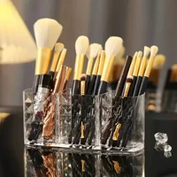 Clear Acrylic Makeup Brush Holder Desk Cosmetic Organiser Lipstick Storage LipstickStorage Holder Stand Diamond Makeup tools 1