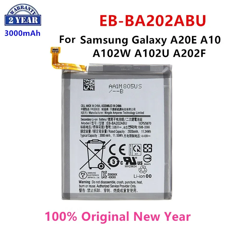 

Оригинальный телефон SAMSUNG, аккумулятор 3000 мАч для Samsung Galaxy A20e A10e A102W A102U A202F EB-BA202ABU/DS SM-A202F