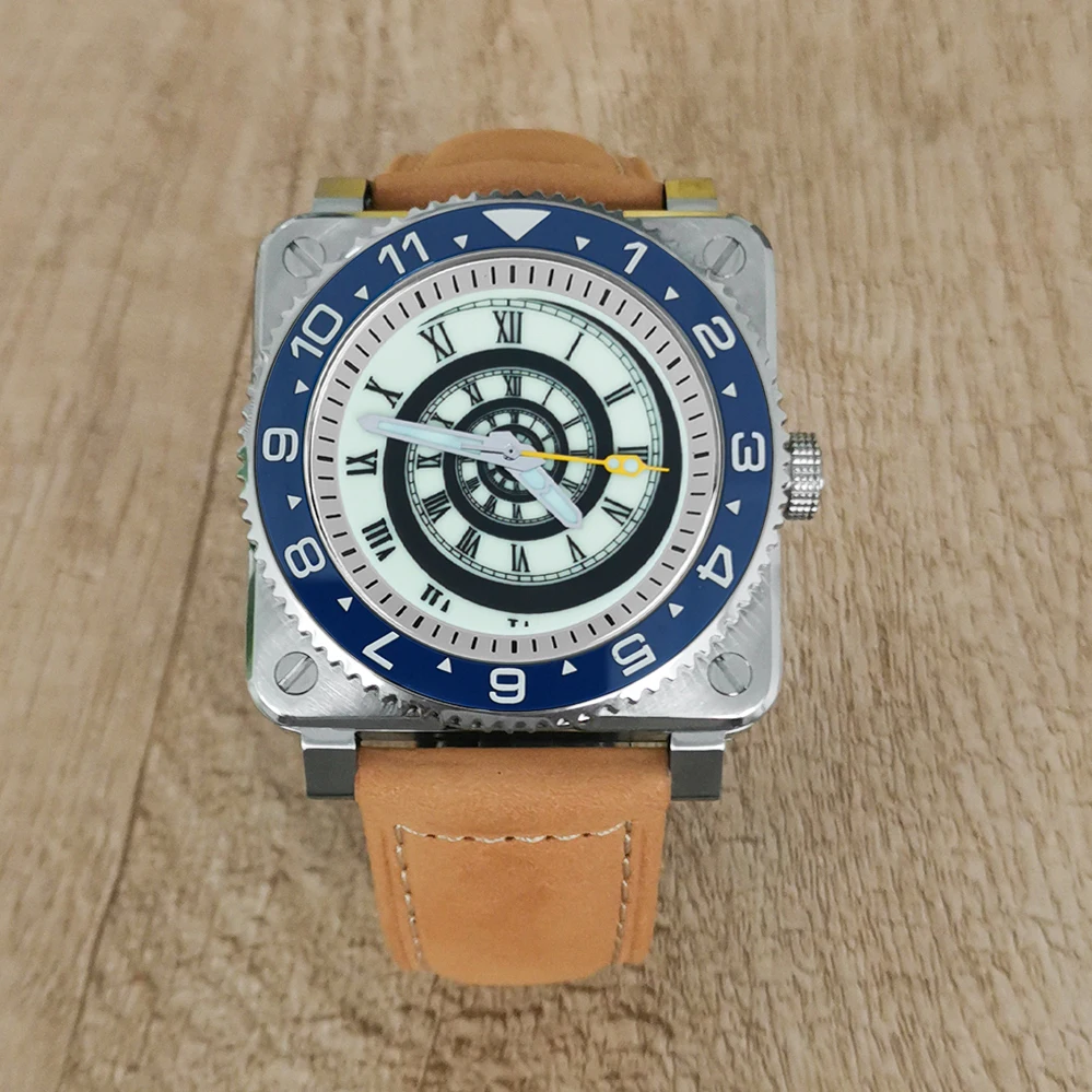 

New 42mm GEERVO No Logo Sapphire Crystal Stainless Steel Square Case Japanese nh35 Movement Watch Men Screw Thread Dial 10Bar 3