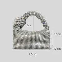 Poignée strass noeud sacs de soirée argent cristal poignée supérieure sac pour femmes sacs à main et sacs à main de luxe sac à main fourre-tout 5