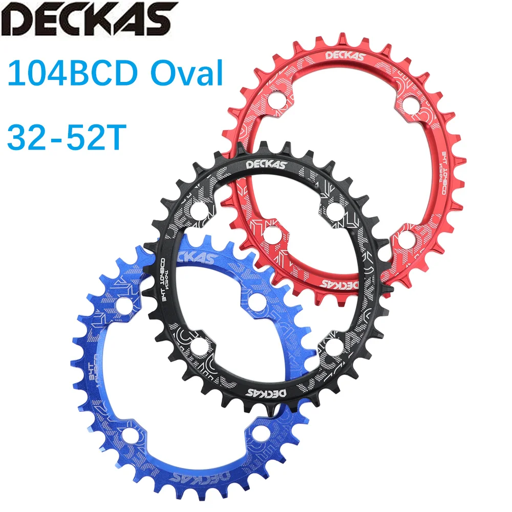 Deckas Oval Chainring 104BCD for Shimano MTB Bike Bicycle Chain Ring 32t 34 36 38 42 46 48 50 52T Ultralight Chainwheel 104 Bcd snail round chainring 104bcd 30t mtb bike chainwheel narrow wide chain ring positive and negative