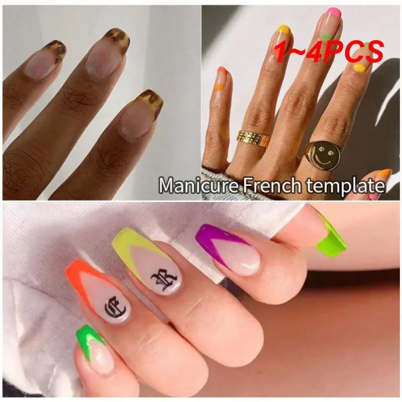 1 ~ 4 Pezzi Dimensioni French Smile Cut V Line Suggerimenti A Forma Di Mandorla Manicure Edge Trimmer Nail Cutter Acrilico Francese Nails Mold