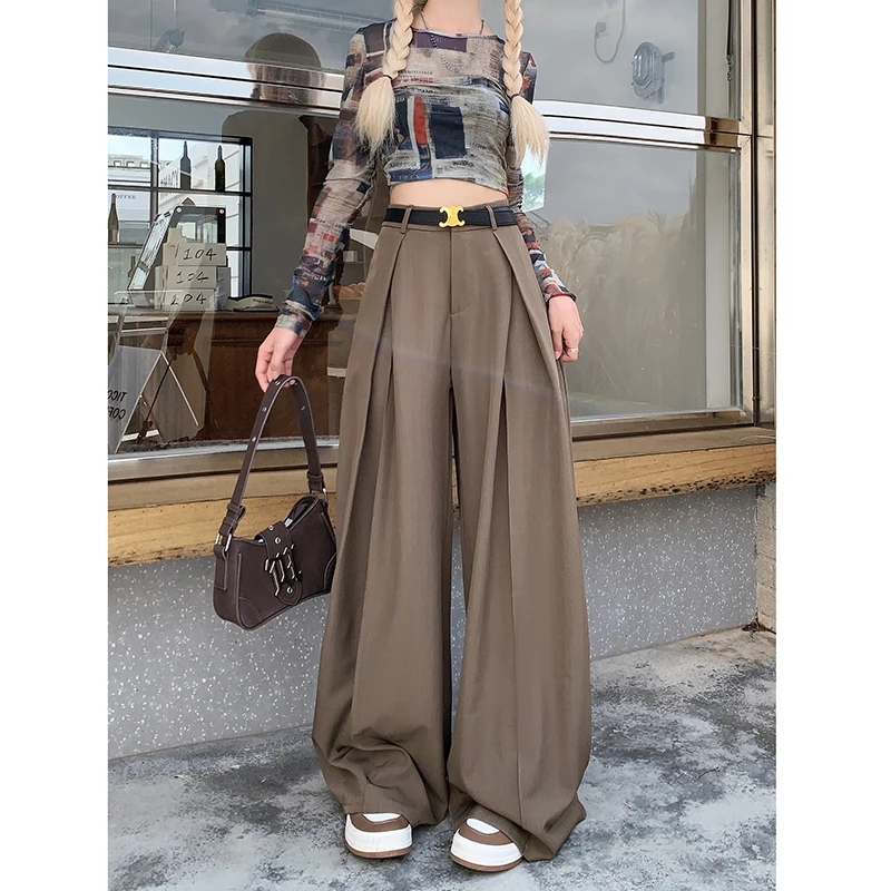 

New Korean style loose fitting suit pants, casual pants, women's wide leg pants, high waisted floor mop pants