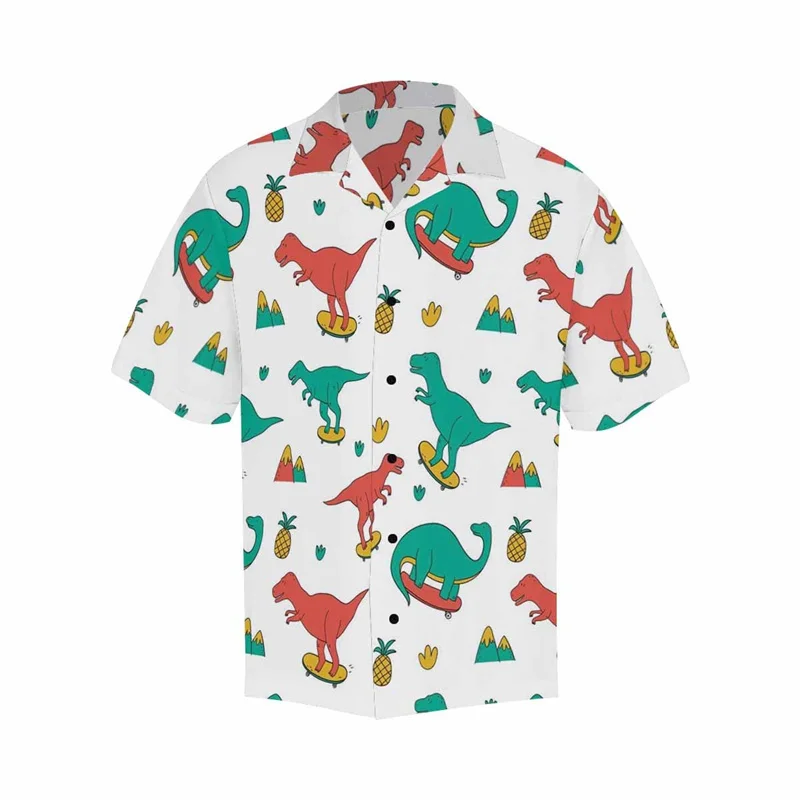 

Kawaii Dinosaur Kids Shirts For Men Clothing 3D Print Hawaiian Vacation Shirt Short Sleeve Y2k Tops Vintage Clothes Lapel Blouse