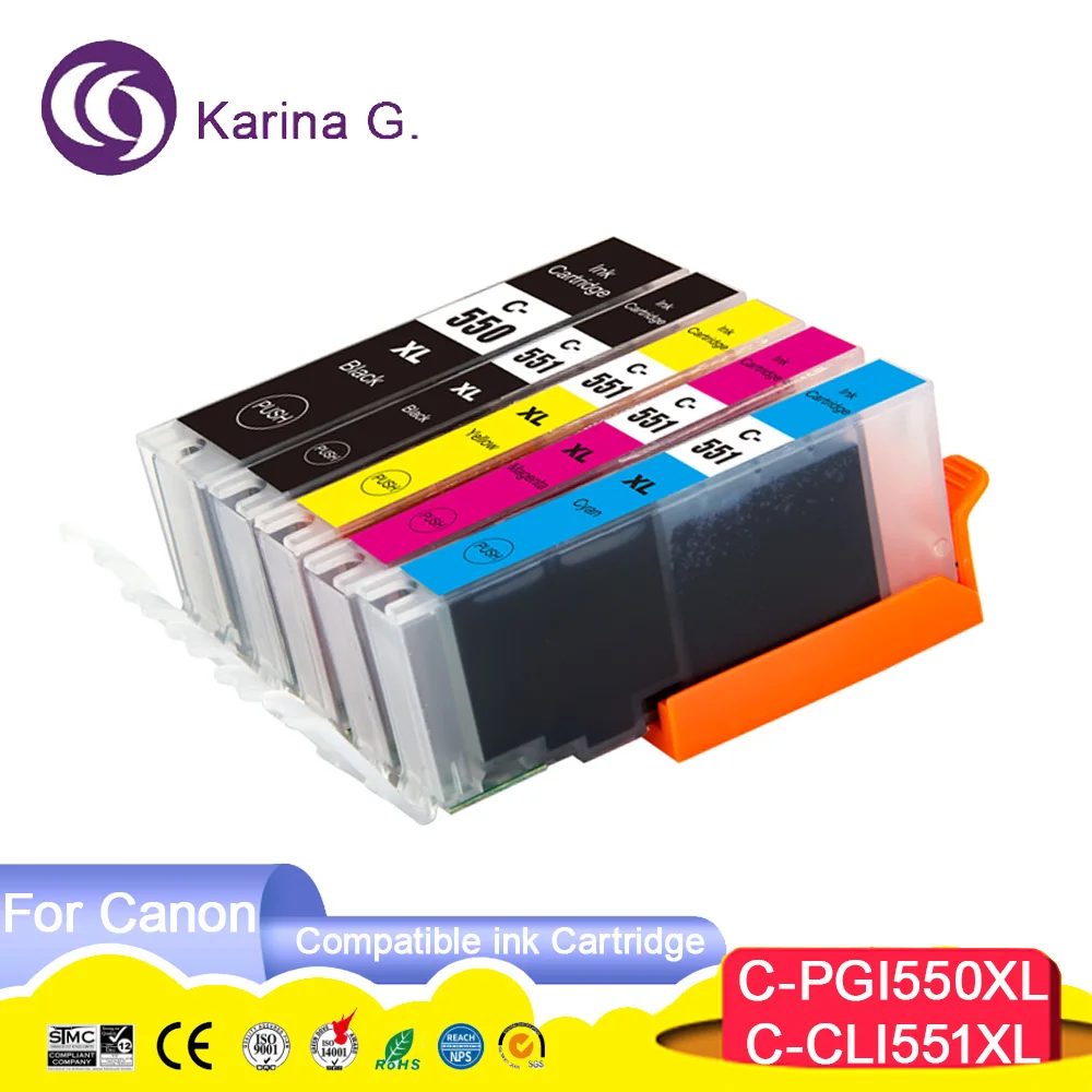 PGI550 PGI-550 CLI-551 CLI551 550 551 XL 550XL 551XL Compatible Color Inkjet Ink