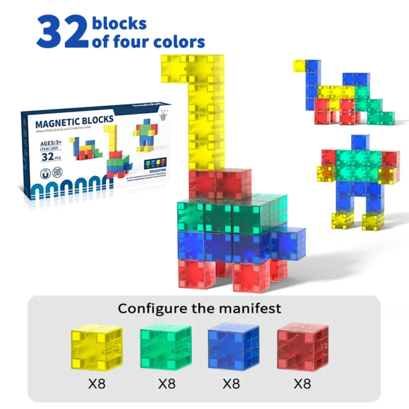 Magnetic Construction Blocks(3 Years), Learning Toys for Early Childhood Intelligence, STEM Education&Parent-Child Bonding Play