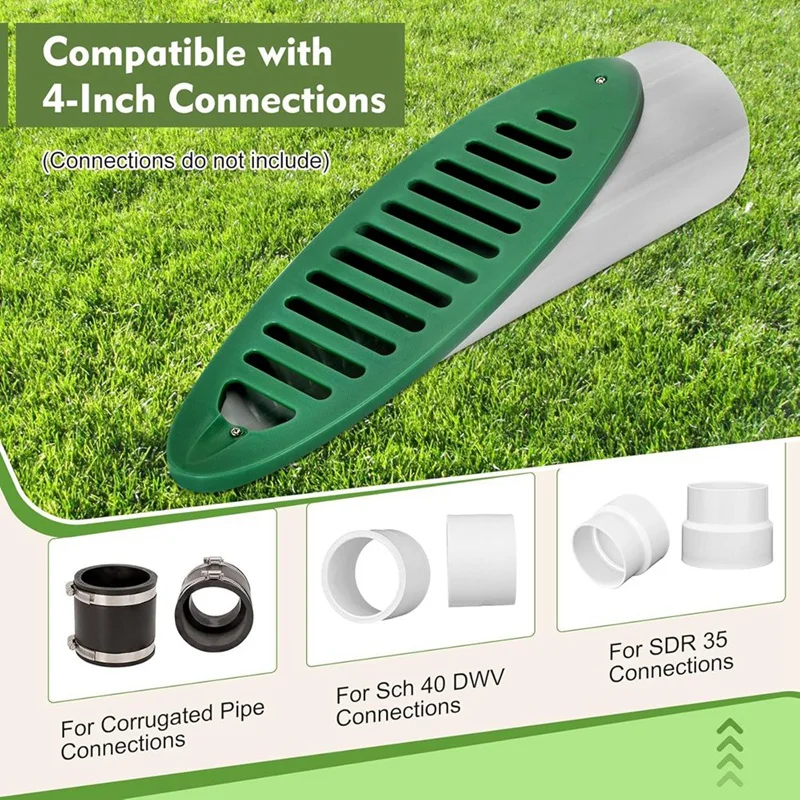 4Inch Angled Drainage Grate Yard Drain, Yard Drain Emitter Drainage Pipe For Sump Pump Discharge & Downspout Extensions 3