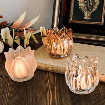 Vintage Tulip Glass Candle Holder 1