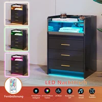 Деревянная тумбочка с 3 ящиками/лампой с раздвижным отделением/зарядная станция 2AC/2USB для спальни, гостиной, небольшого пространства, вилка европейского стандарта — изображение 4