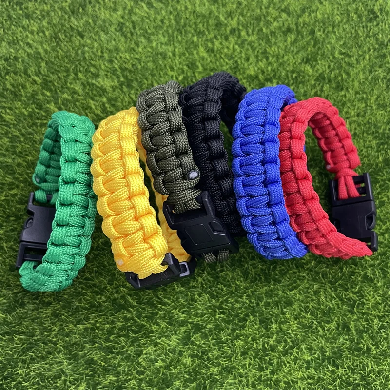 OutdoorTacticalParacordBraceletHikingCampingSurvivalBraidedCordRopeWristbandwith