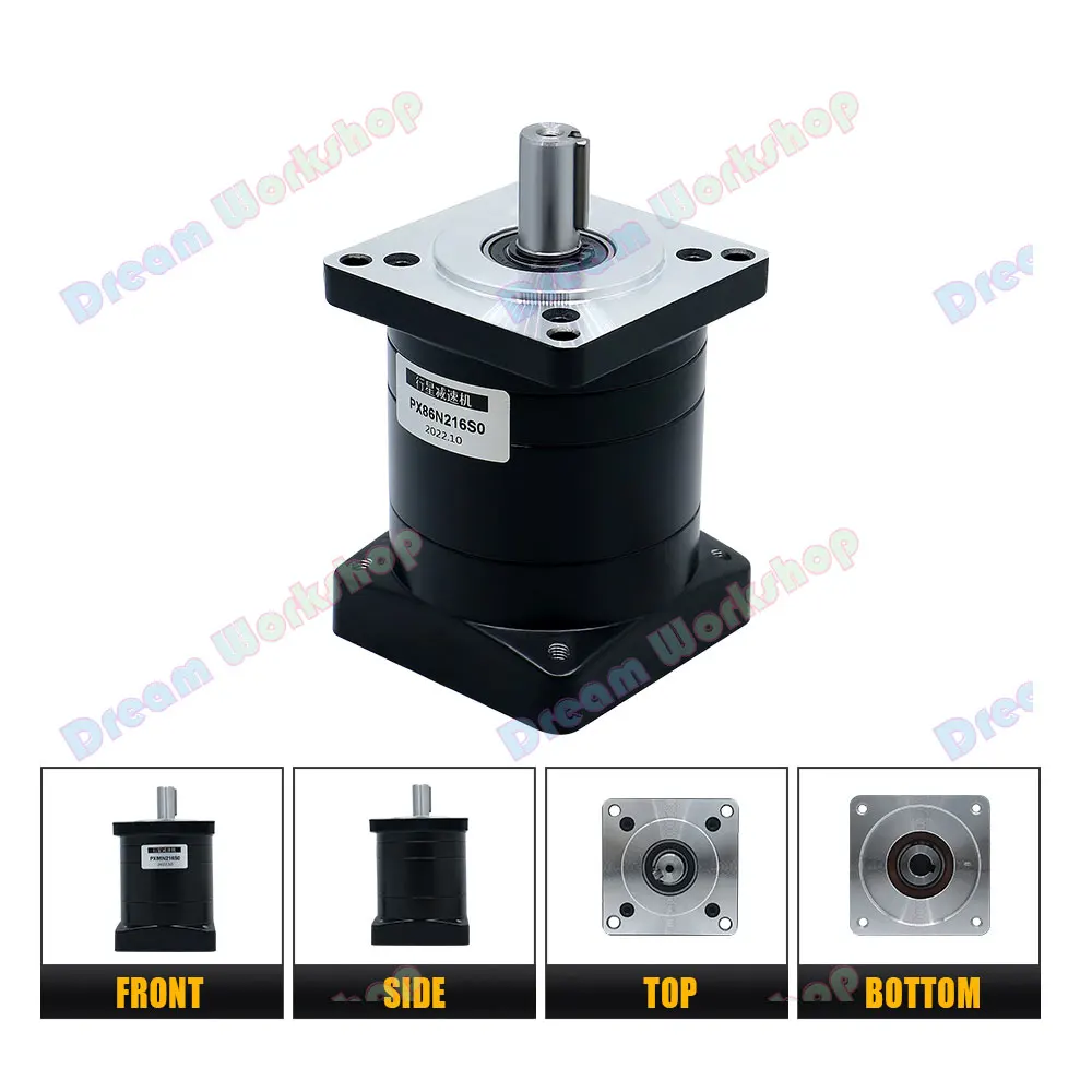 PX86 유성 감속기 감속비 3/4/5/6/8 입력구 16mm 출력축 14mm Nema34 스테퍼 모터용 최대 50NM