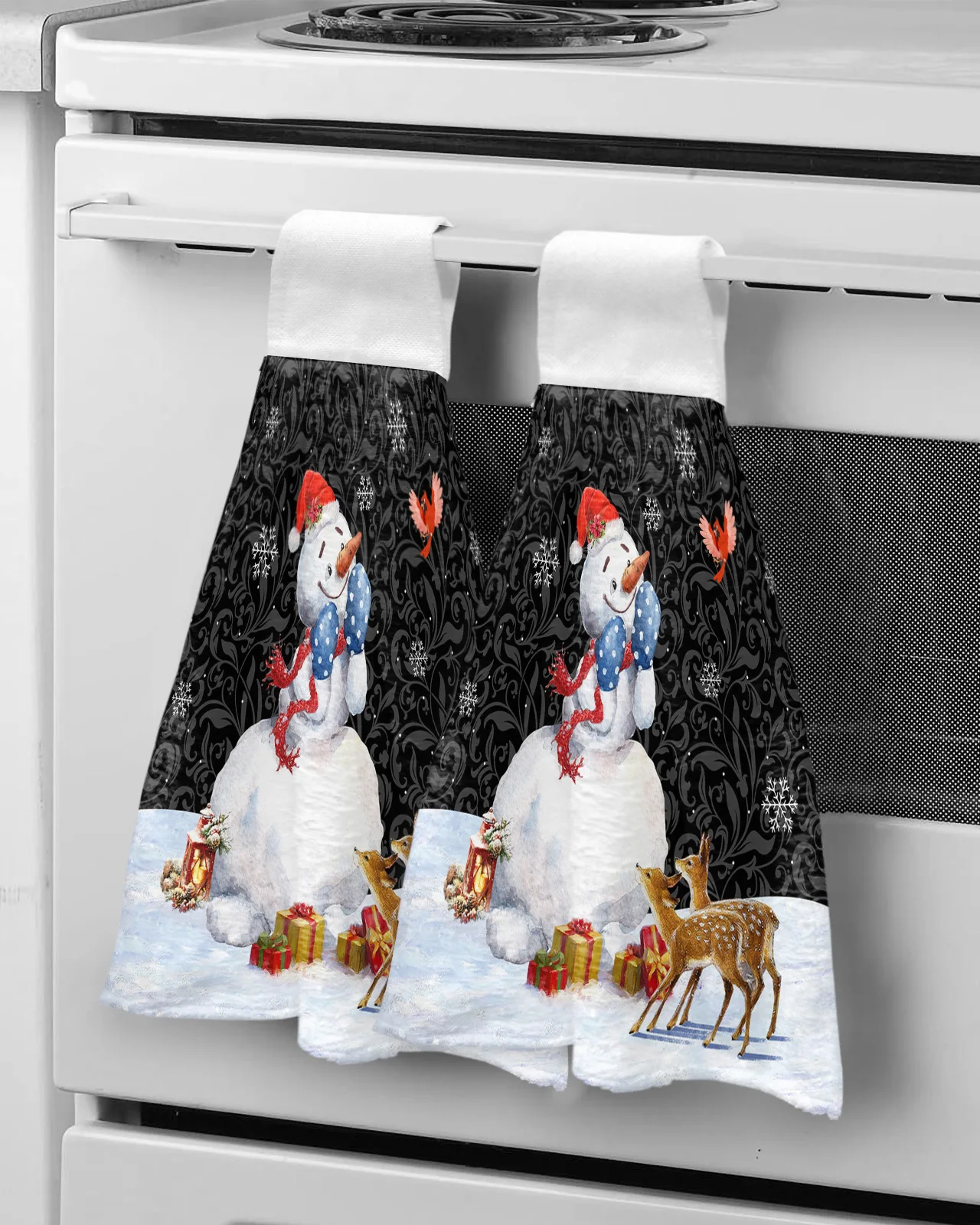 

Christmas Snowman Reindeer Hanging Kitchen Hands Towels Quick Dry Microfiber Cleaning Cloth Soft Towel