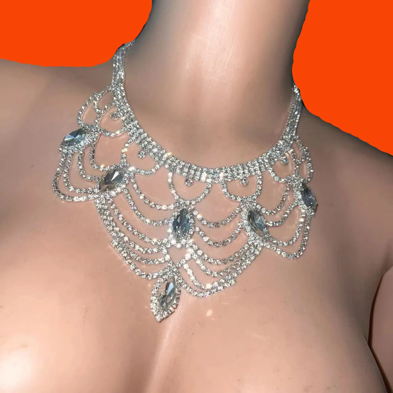 

Luxury water drop shaped crystal neckband jewelry women's personality rhinestone neckband collar birthday wedding party gift