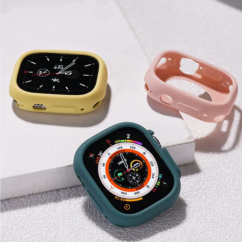 Custodia Morbida In Silicone Per Apple Watch Custodia Ultra 49Mm Custodia Color Caramella Per Apple Watch Series 8 49Mm Custodia Protettiva Per Scherm