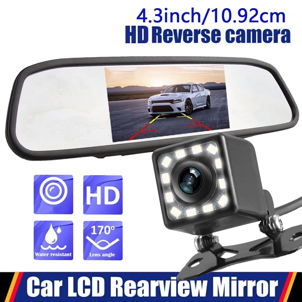 

HD Reversing Camera & 4.3'' Display Monitor Night Vision Reverse Backup Camera Parking Assistance - Full Set