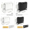 Kitchen Knife Storage Rack,Wall mounter and Punch Free,Stainless-Steel material,Black white 6
