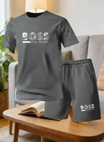 Ensemble de costume pour homme 2 pièces, ensemble décontracté et confortable pour homme, comprenant un t-shirt et un short, adapté aux activités sportives et de fitness, été 4