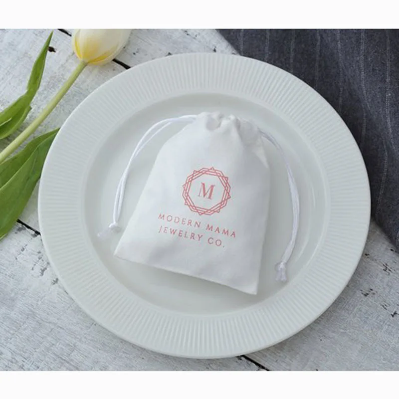 50pcs Custom Logo Flannel Velvet Drawstring Gift Bags Jewelry Organizer Packaging Pouch Wedding Favor Candy Goodie Storage Bag