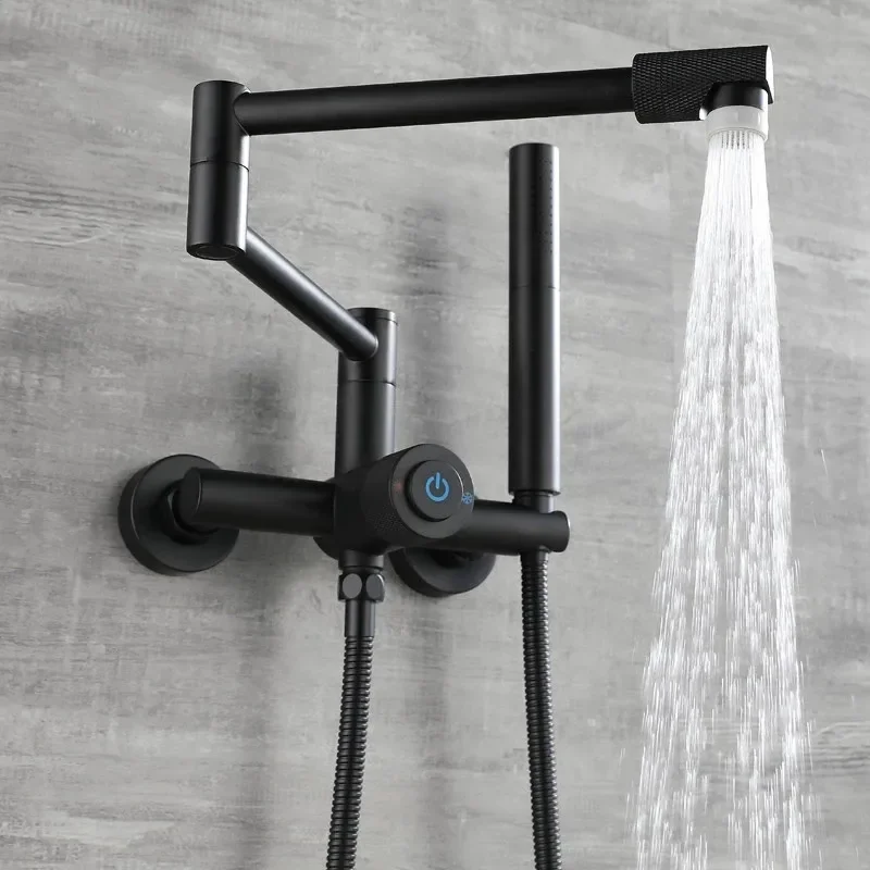 Bathtub Shower Set Wall Mounted Brushed Gold Rotatable ,Bidet Faucet  Bathroom Bath & Mixer Tap Brass