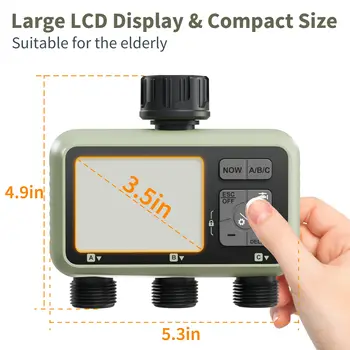 Diivoo Garden Water Timer 3 Zone Programmable Automatic Irrigation Timer with Rain Delay Manual/Auto Mode Watering for Lawn Yard