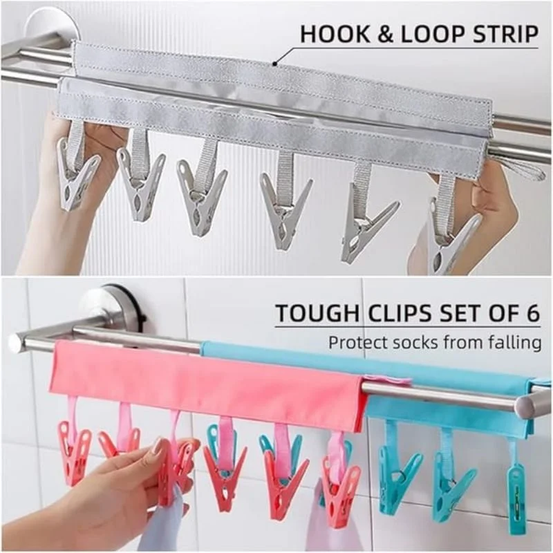 Travel Fabric Clothes Hanger Folding Portable Bathroom Folding Cloth Hanger Velcro Travel Multifunctional Cloth Hanger 2