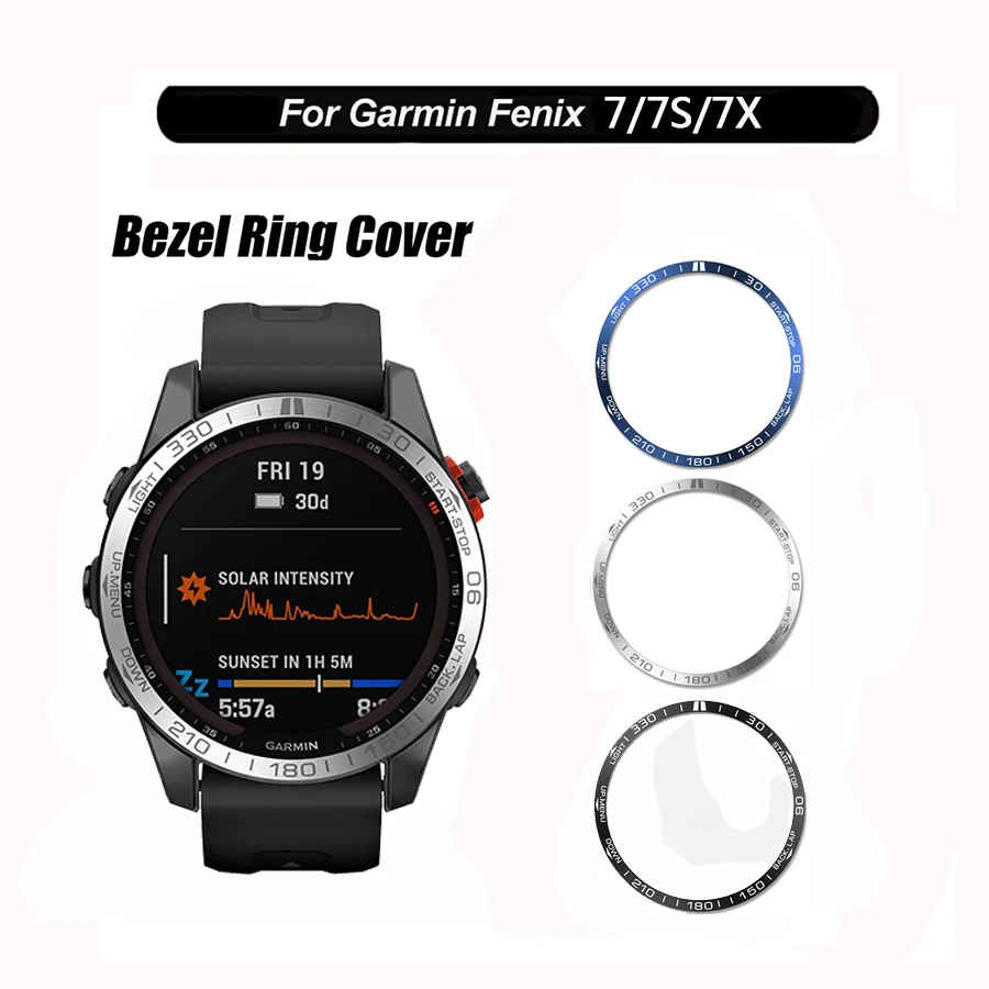 Steel For Garmin Fenix 7 7S 7X Sapphire Bezel Rings Adhesive Anti Scratch Metal Cover Protective Watch Accessories