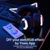 YOWU 3S Wireless Headphones APP Control RGB Lights Original Cute Cat High Quality Earphones Cat HD Microphone Cat Ear Headsets 1