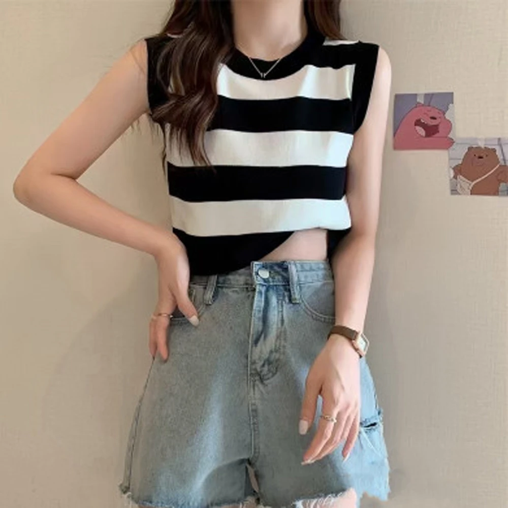 Women Striped Summer Sweater Vest