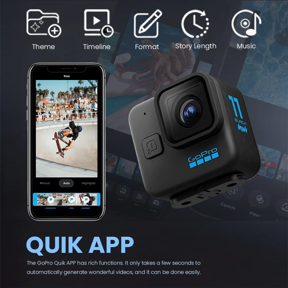 고프로 HERO11 블랙 미니 액션 카메라 5.3K 60 4K 120 프로페셔널 스포츠 카메라 24.7MP 헬멧 카메라 아웃도어 어드벤처용