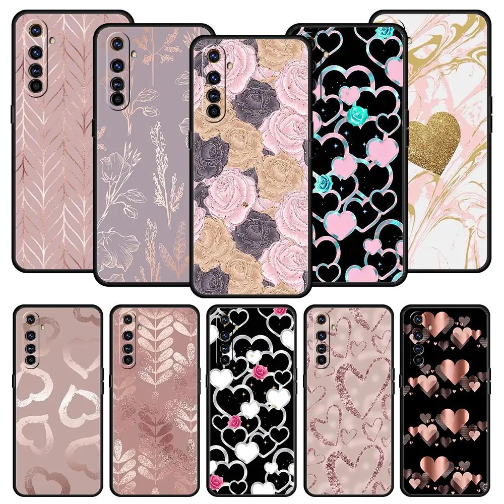 Gold Rose Love Heart Phone Case - Elegant Protective Cover
