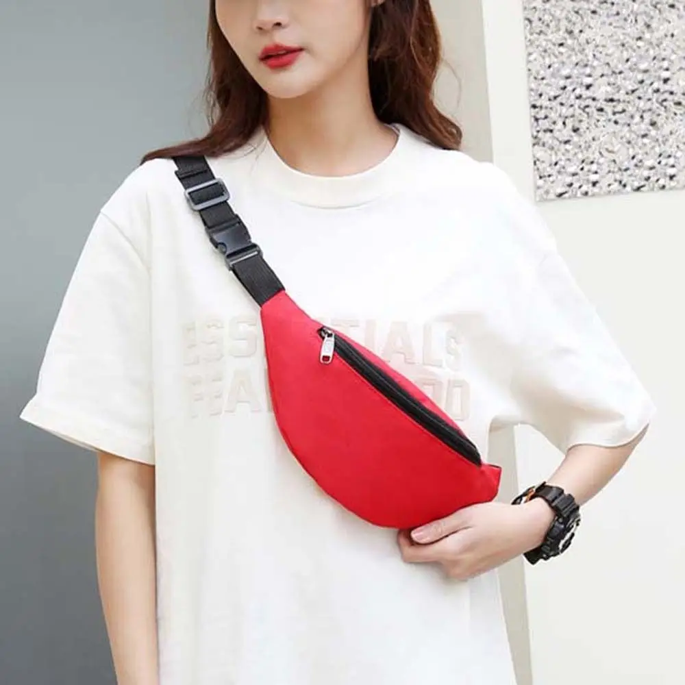 

Solid Color Running Chest Bag Fashion Waterproof Nylon Fitness Crossbody Bag Oxford Coin Purse Sports Shoulder Bag Travel