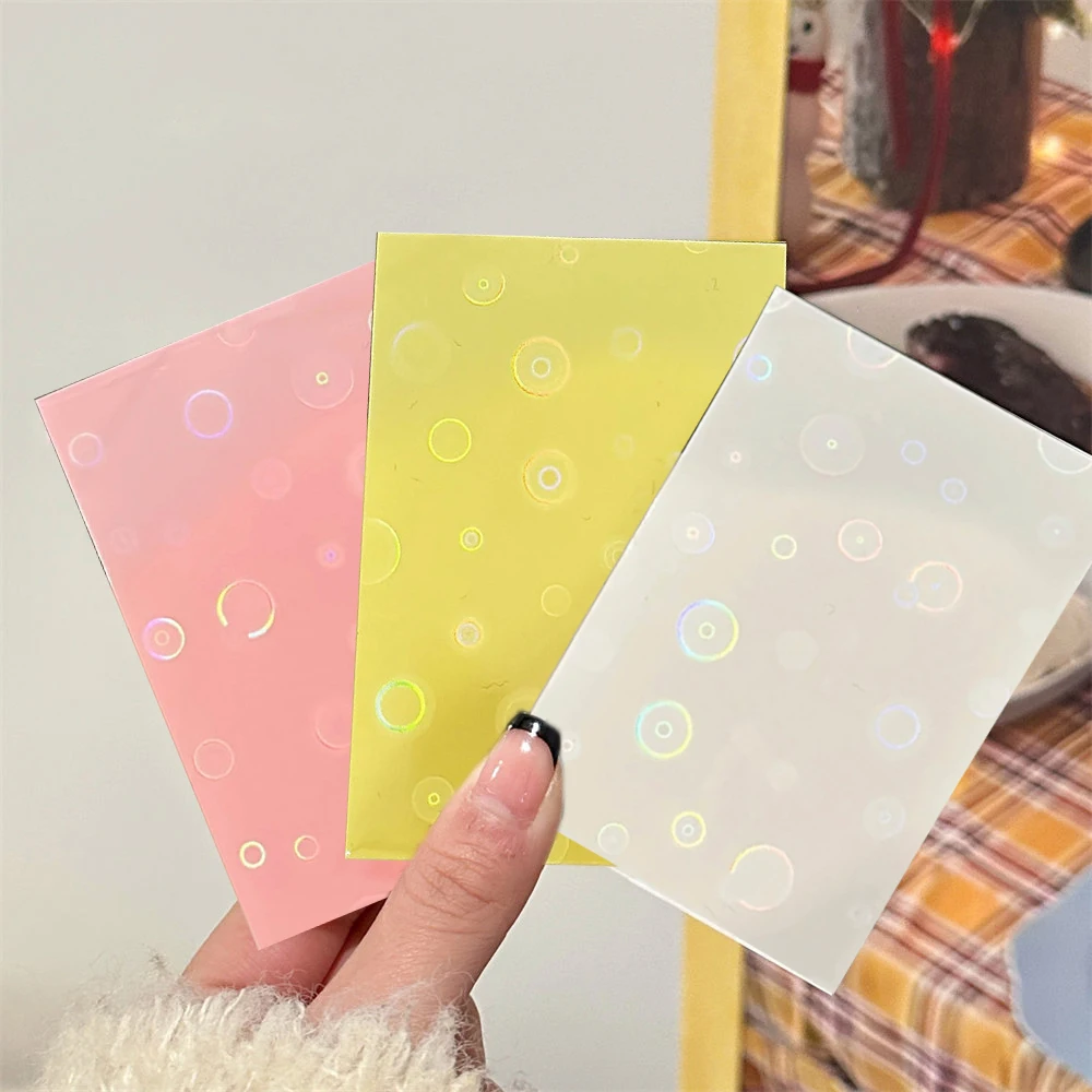 50PCS Laser Dot Decor Photocard Sleeves Holographic Photocard Holder Protective Cover Transparent Card Packaging Supplies 2