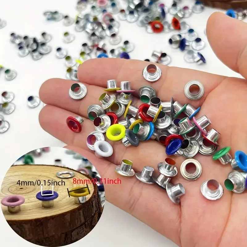 Scrapbook Eyelet Random Mixed Color Metal eyelets for Scrapbooking DIY embelishment garment clothes bag shoes eyelets 100pcs 4MM