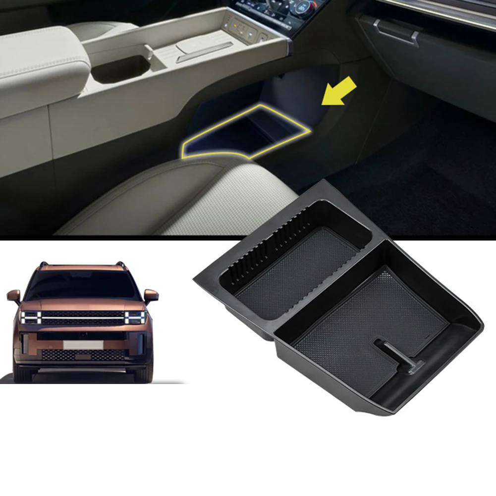 

Интерьер автомобиля, ящик для хранения для Santa Fe 2024, Черный ABS, большой емкости, аксессуары для интерьера автомобиля