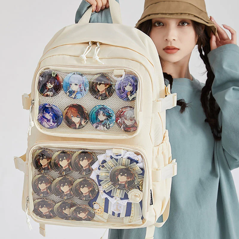 Japanese Kawaii Itabag Women New 2024 Transparent Backpack Large Capacity School Bags With Insert Plate and Two Clear Pockets 3