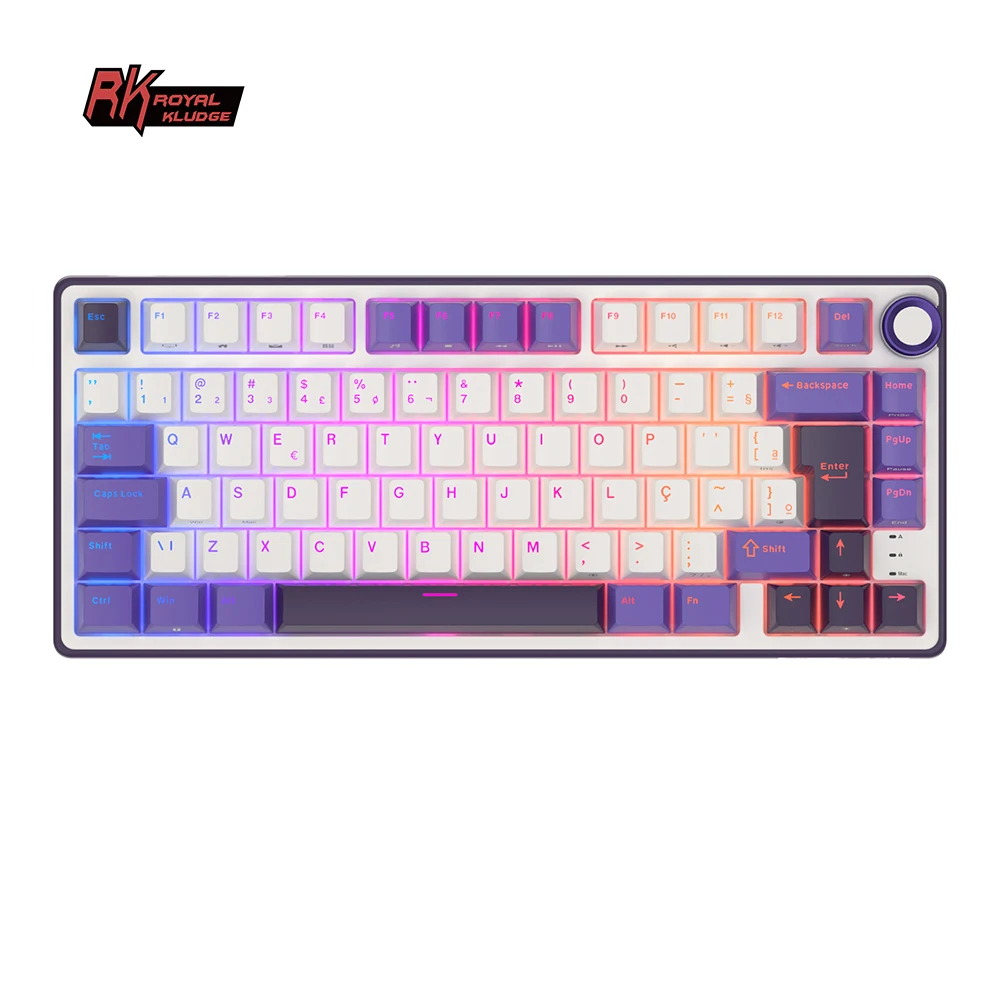 RK R75 브라질 포르투갈어 기계식 키보드 81 키 가스켓 RGB 백라이트 핫..