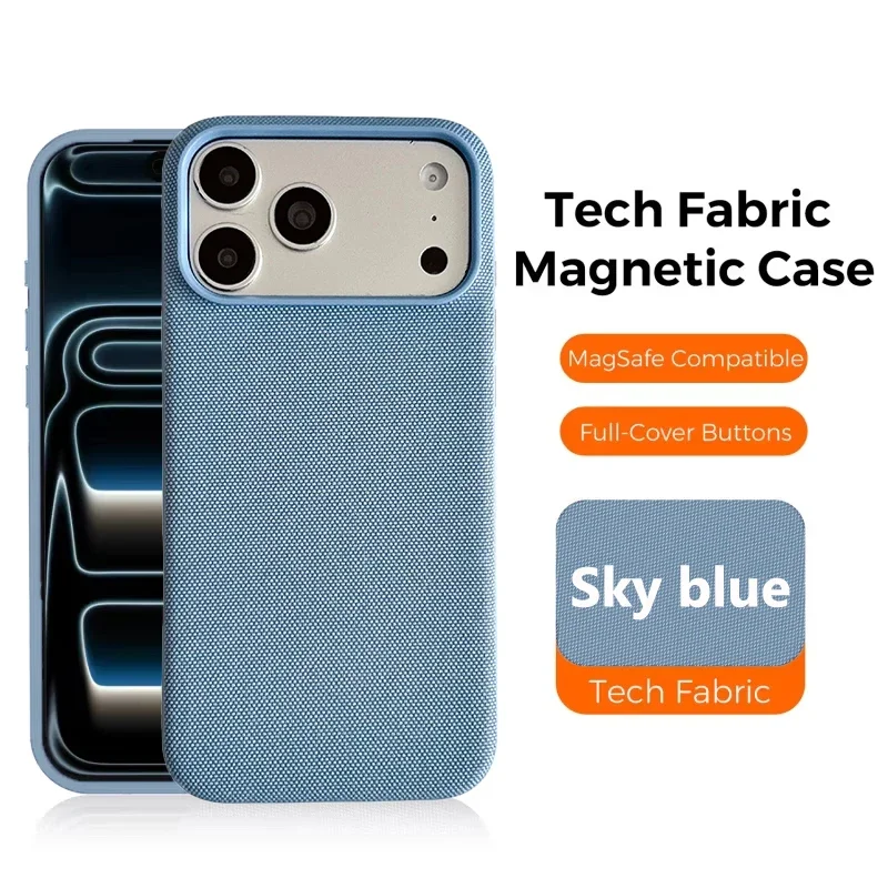 Luxury Magnetic Phone Case with Woven Fabric Back Cover