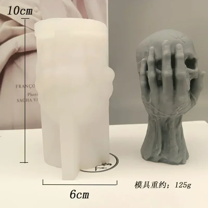 Handmade Creative Hand Held Skull Silicone Mold Halloween DIY Chocolate Candy Molds Baking Cake Decor Tool Candle Mould Supplies