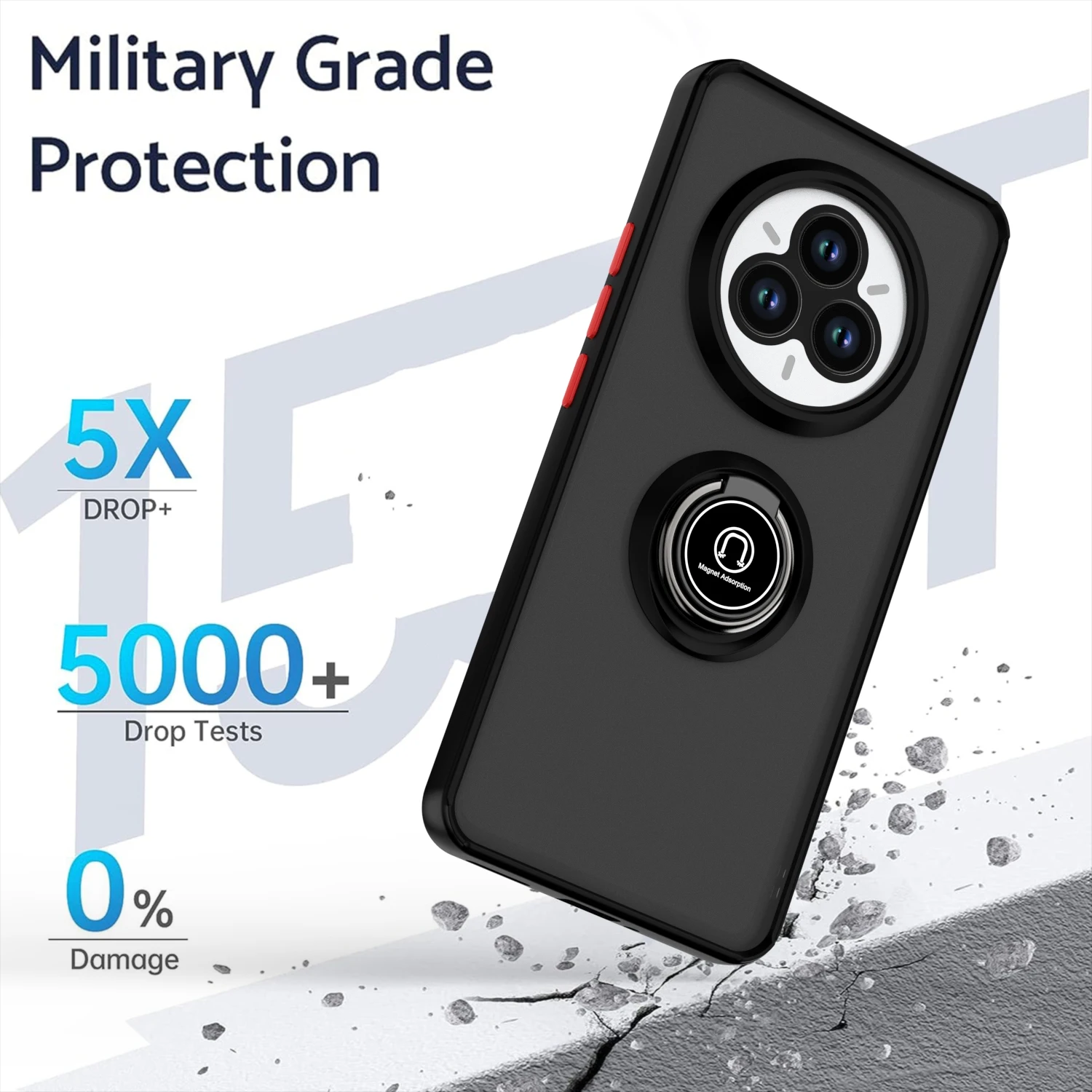 Armor Matte Shockproof Case with Ring Magnetic Stand Holder