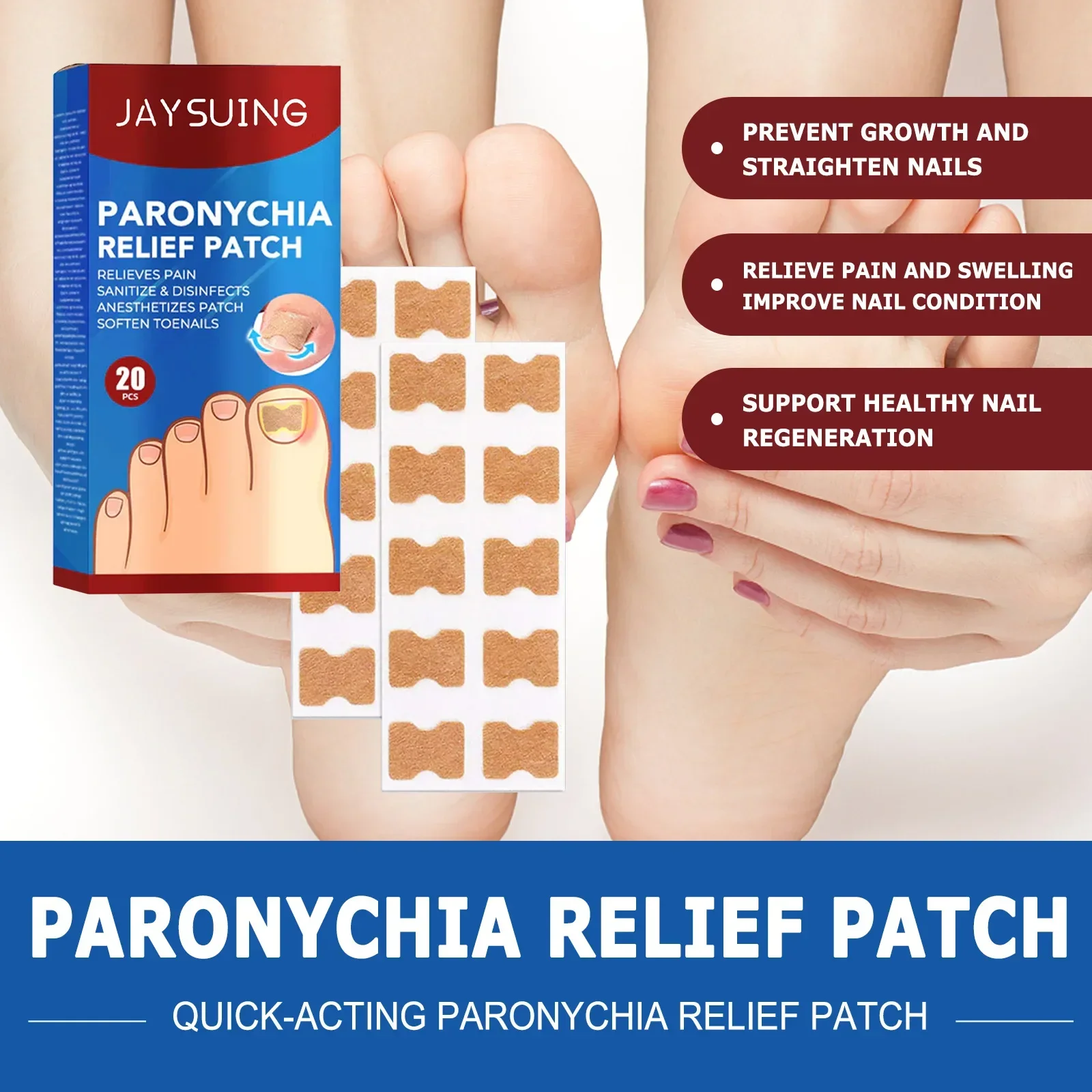 20pcs nail correction stickers ingrown toenail corrector patch waterproof paronychia treatment pedicure tool
