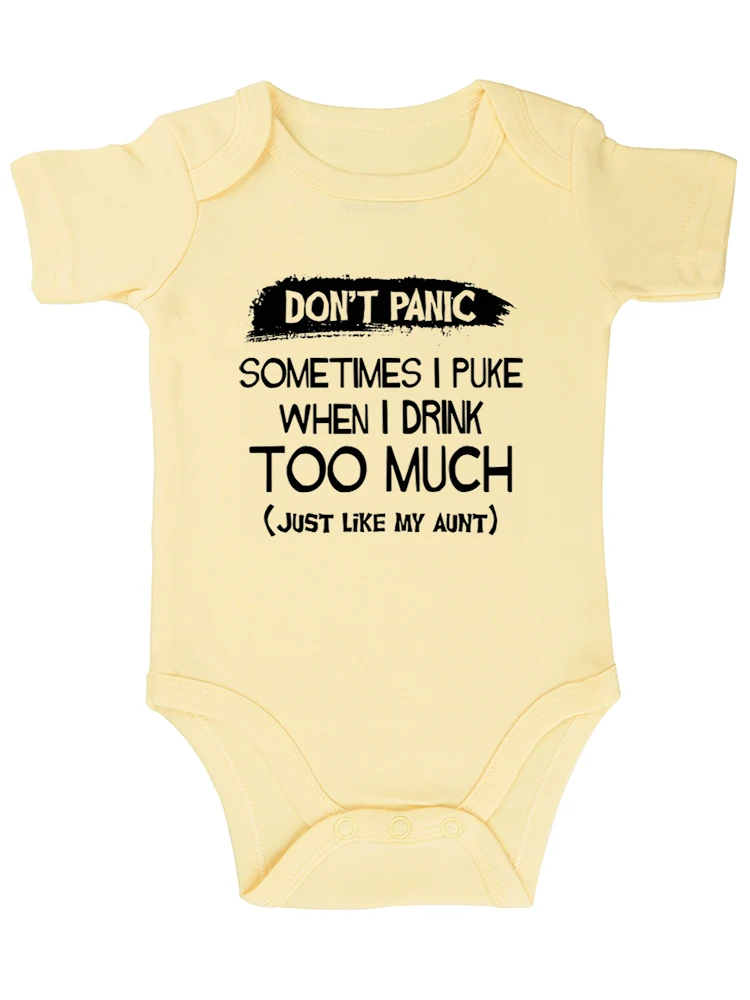 Don't Panic Sometimes I Puke When I Drink Too Much, Funny Baby onesie Baby Essentials Baby Bodysuit Baby Boy Girl Clothes 4