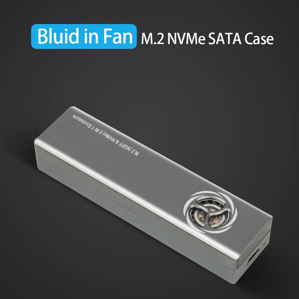 10Gbps M.2 NVMe SSD Case with Built-in Cooling Fan Type C M2 SSD Enclosure Dual Protocol for M.2 M key 2230 2242 2260 2280 external hard drive case,ssd enclosure