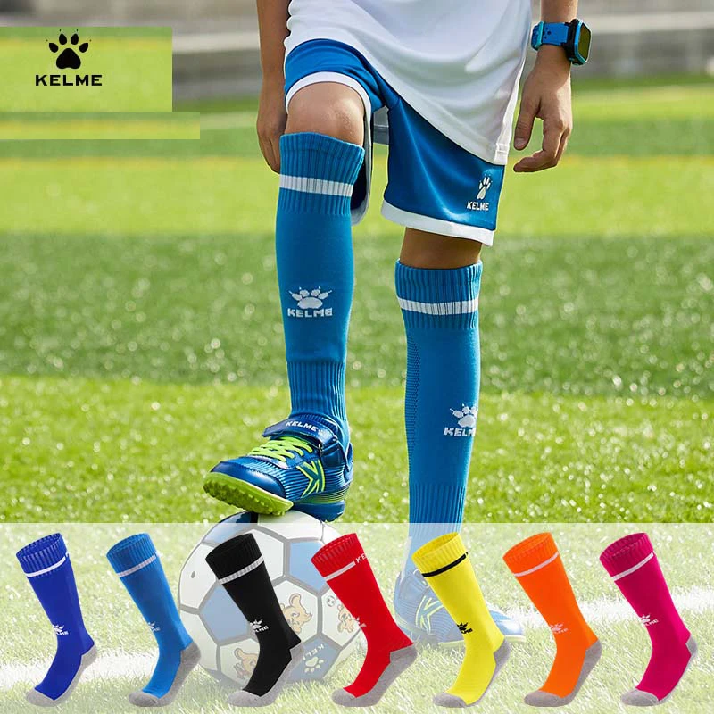 Soccer Socks KELME Kid Soccer Socks Football Stockings Training Competition Basketball Over Knee High Breathable Sports Socks 8101WZ3001