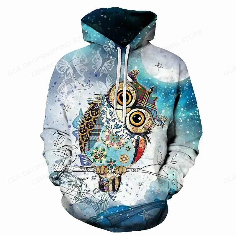 

Толстовка с 3d принтом совы для мужчин и женщин, модная толстовка с капюшоном с животными, пальто для девочек, Женская толстовка, женская одежда, свободный размер 5XL, 6xl