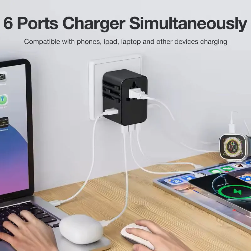 Universal Travel Adapter with 3 Type-C 2 USB - Image 4